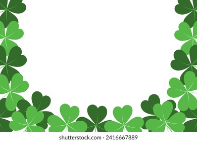 Abstrakte Shamrocks rahmen Rand mit Kopienraum innen. Design-Konzept für St. Patrick-Grüße