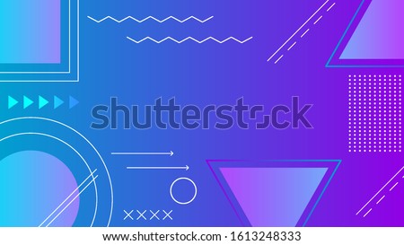 Abstract shap figures in blue gradient background with violet lines. Use for modern design, cover, template, decorated, brochure, flyer.