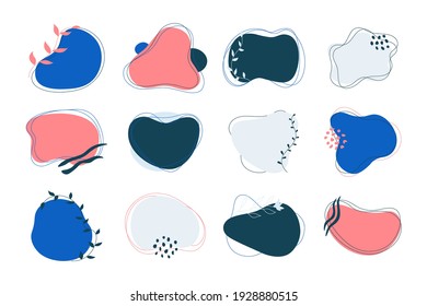 Abstract shape banners. Fluid graphic design elements with modern organic wavy forms. Vector isolated set