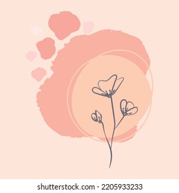 Abstract shape with beautiful purple flower, Abstract wall art, printable card, gift card, pink card, 