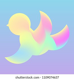 Abstract shape bird silhouette in bright pastel and neon colors. Gradient mesh vector.
