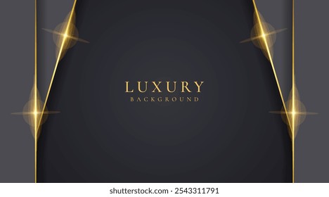 Abstract shape black and gold lines luxury background