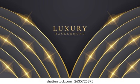 Abstract shape black and gold lines luxury background