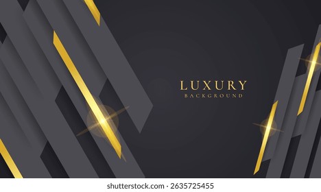 Abstract shape black and gold lines luxury background