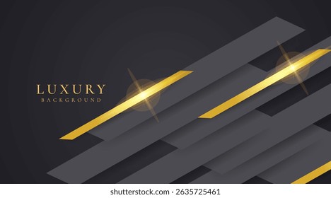 Abstract shape black and gold lines luxury background