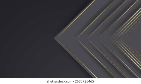 Abstract shape black and gold lines luxury background