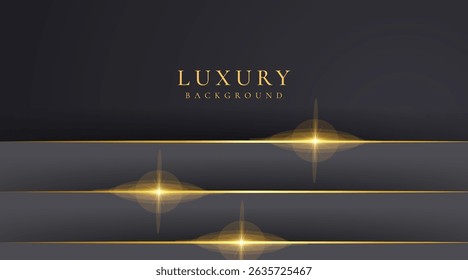 Abstract shape black and gold lines luxury background