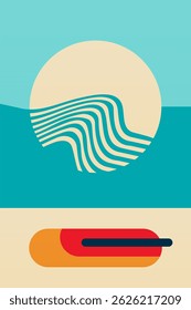 Abstract shape boho bauhaus wall art decor background. Boho bauhaus illustration background