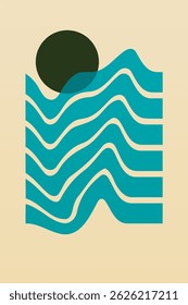 Abstract shape boho bauhaus wall art decor background. Boho bauhaus illustration background