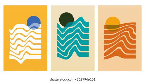 Fondo de decoración de arte de pared Boho Bauhaus de forma Abstractas. Fondo de ilustración de Boho bauhaus