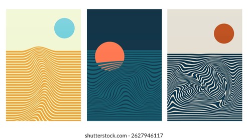 Abstract shape boho bauhaus wall art decor background. Boho bauhaus illustration background