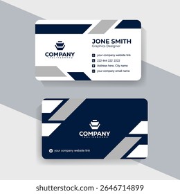 Abstract Shape Bold Navy Blue Business Card with Modern Elements