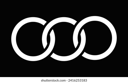 Abstract shape for branding, logotype design. Three circles in chain, triple infinity. Three Circle Logo.