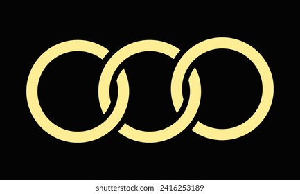 Abstract shape for branding, logotype design. Three circles in chain, triple infinity. Three Circle Logo.