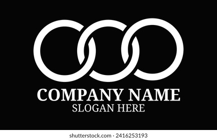 Forma abstracta para la marca, diseño de logotipo. Tres círculos en cadena, triple infinito. Logo de tres círculos.