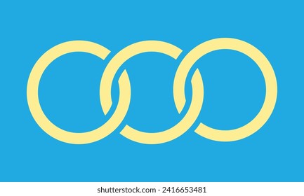 Abstract shape for branding, logotype design. Three circles in chain, triple infinity. Three Circle Logo.
