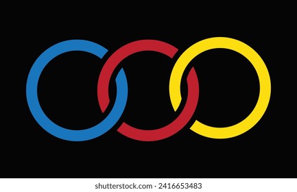 Abstract shape for branding, logotype design. Three circles in chain, triple infinity. Three Circle Logo.