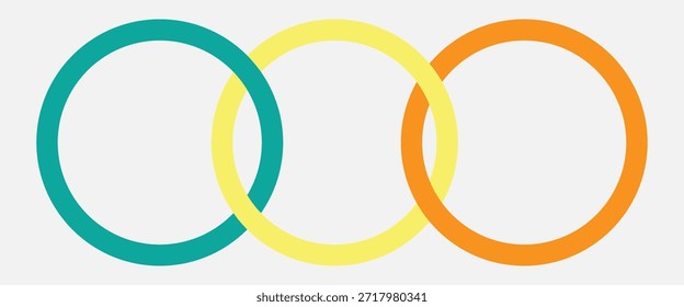Forma Abstractas para la marca, diseño del logotipo. Tres círculos en cadena, triple infinito. Logo de Tres Círculos.