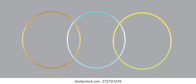 Forma abstrata para branding, design de logotipo. Três círculos em cadeia, infinito triplo. Logotipo do Três Círculos.