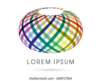 Abstract Shape, Building, designed using  colorful ribbon line ,logo, symbol, icon, graphic, vector.