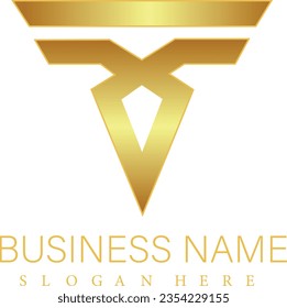 Abstract shape business gold logo vector icon.