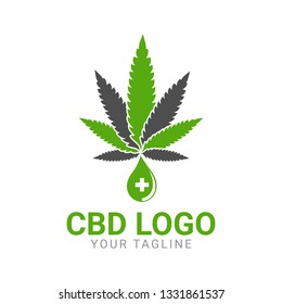 An abstract shape of CBD oil and marijuana leaves logo. Can be use for industry or brand that related to CBD oil