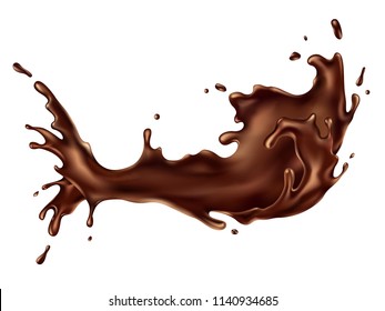 Forma abstracta de la salpicadura de chocolate, aislada sobre fondo blanco