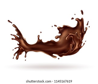 Abstract shape of chocolate splash, isolated on white background