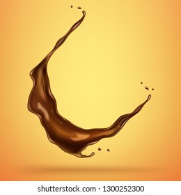 Abstract shape of chocolate splash. Realistic vector illustration