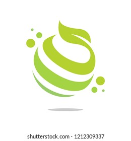 Abstract Shape Circle and Bubbles With Leaf Plant Nature Logo Like Fruits Template Vector