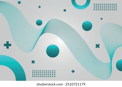 Abstract shape circle dot line blend plus color gradient blue cyan vector background