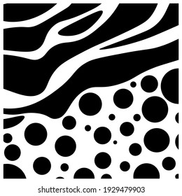 Abstract shape and circle pattern - Two color abstract vector dot and wave background pattern. Black and white color pattern. Artsy background or hijab scarf pattern. Pattern design with. 