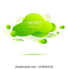 Abstract  shape cloud splash stain liquid with gradients,  lines, dots, circles in green acid colors for trend modern style on template banner poster or for  web site internet presentation