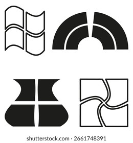 Abstract shape collection. Geometric graphic elements. Black white Vector. Modern design set. EPS 10.