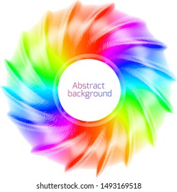 Abstract shape of colorful curved wavy lines isolated on white background. Design element. 