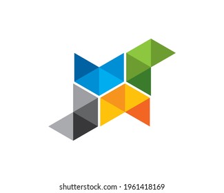 abstract shape of colorful triangle facet
