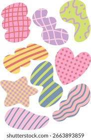 abstract shape colorful vector illustration gingham line pattern cute full color love shape for decoration and clipart