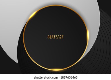 Abstract shape dark and golden color luxury background