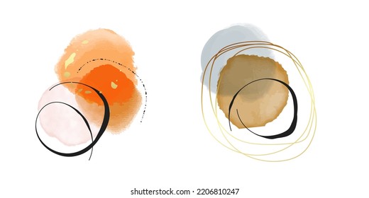 Abstract shape desigb , watercolor banner element graphic background. Memphis logo orange brown modern art. Social media, flyer, logo, fluid template 