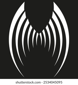 Projeto de forma abstrata. Linhas curvas em preto. Padrão simétrico gráfico. Ilustração vetorial.