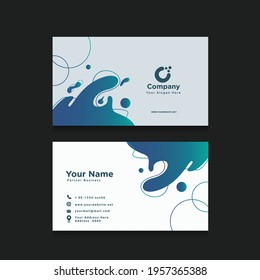 Abstract shape design with blue and white color business card template 