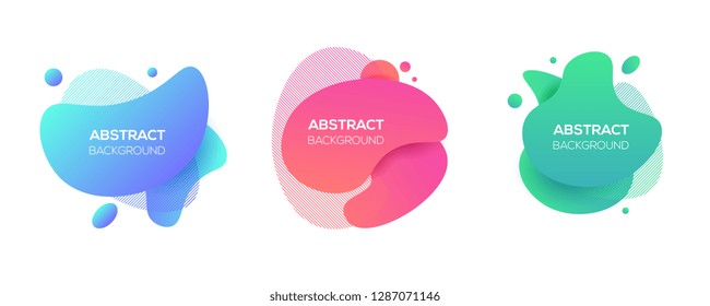 Abstract Shape Design. Vector dynamic geometric cool banner, cover element set, isolated on white. Trendy minimal colorful website, branding, poster background.