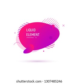 Abstract shape design. Vector liquid fluid elemend. Gradient vector illustration with dots, lines and circles