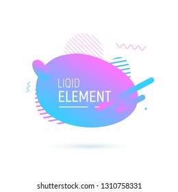 Abstract shape design. Vector liquid fluid elemend. Gradient vector illustration with dots, lines and circles