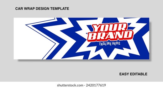 abstract shape design for vehicle vinyl wrap and car branding red and blue
