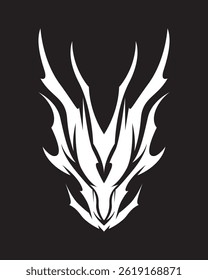 Abstract shape Dragon tribal demon head shape illustration sketch vector ink tattoo sticker symbol logo streetwear element