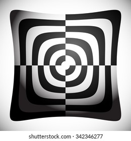 Abstract shape, element with checkered filling. Vector art.