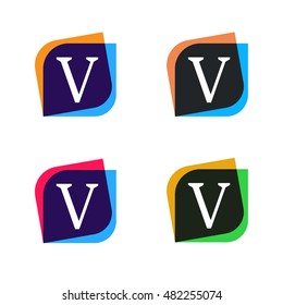 Abstract shape element company logo sign icon vector design. V letter logotype