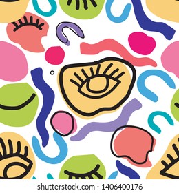 abstract shape eyes composition with colorful form seamless pattern 