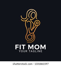 A abstract shape of fitness mom or mother logo or icon. Suitable for fitness-related brand, especially women